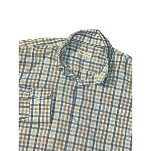Peter Miller Shirt Mens XL Plaid Check Button Down Cotton Long Sleeve Blue White